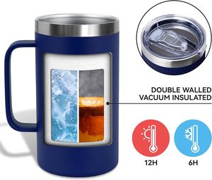 แก้วกาแฟเก็บความร้อนขนาด 20 ออนซ์ พร้อมฝาปิด แก้วกาแฟสแตนเลสแบบสองชั้นสุญญากาศ แก้วกาแฟแบบพกพาพร้อมหูจับ - Product Image 6