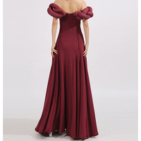 Robe unie drapée pour femme, coupe ajustée, à découpes et plis, col bateau, épaules dénudées, taille haute
