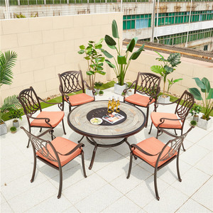 Juego de <span class=keywords><strong>mesa</strong></span> <span class=keywords><strong>y</strong></span> <span class=keywords><strong>sillas</strong></span> de <span class=keywords><strong>terraza</strong></span> de muebles para exteriores de aluminio fundido - Product Image 2