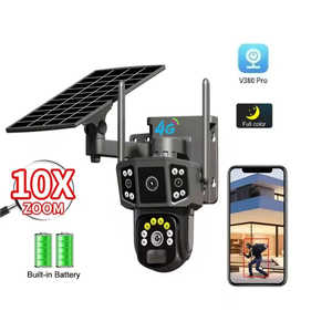 Hot Selling V380 <b>Solar</b> <b>CCTV</b> Security <b>Camera</b> Low <b>Power</b> PIR Outdoor 4G SIM Dual Lens Dual Light Source PTZ 4G <b>Solar</b> Tracking - Product Image 1