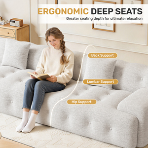 Modern Chenille Sectional <b>Sofa</b> 2-Piece Block Couch with Deep Seats Tufted Cloud Couch with Wide Armrests <b>for</b> Living Room - Product Image 4
