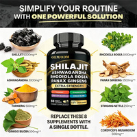 Capsules ODM personnalisées 8-en-1 Shilajit Ashwagandha, Rhodiola Rosea & Ginseng, Soutien Énergie, Endurance et Bien-être