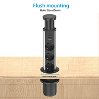 Prise de bureau escamotable universelle pour cuisine industrielle, bureau, hôpital, avec 3/4 ports USB-C PD15W et chargement sans fil