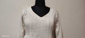 Robe longue blanche unie vintage à col en V pour femme, coupe droite, décontractée, printemps-été, 100 % coton, manches longues, couleur unie - Product Image 4