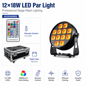 ไฟพาร์ LED PowerPar 12 กำลังสูง ใช้พลังงานจากแบตเตอรี่ 12x18W RGBWA+UV สำหรับเวทีและไฟดีเจ - Product Image 6