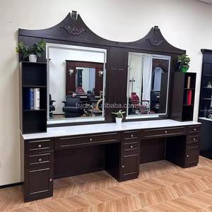 Miroir de salon double face moderne en <span class=keywords><strong>bois</strong></span> noir avec meuble de rangement et bac à shampoing pour hôtel et <span class=keywords><strong>centre</strong></span> <span class=keywords><strong>commercial</strong></span> - Product Image 3