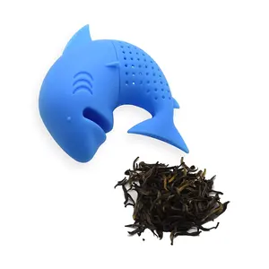 BHD 100% Food Grade BPA Free Wholesale Animal Shape Shark Silicone Tea Infuser Nontoxic Heat Resistant Loose Leaf Tea Strainer