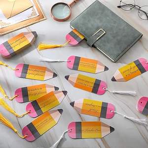 Lehrer Werts ch ätzung Geschenke Bulk Inspirational Zitate Lesezeichen Bleistift form Lesezeichen mit Quasten Danke Lehrer - Product Image 4