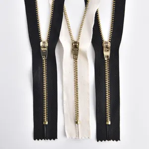 Wholesale Price Luxury Shiny Gold Teeth Zipper Clothing Metal Zipper Custom #5 Black Nylon Coil Zipper For Garment