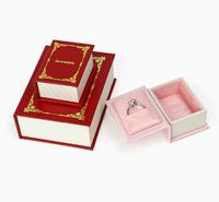 Elegante Scatola per Gioielli Rettangolare Fatta a Mano, Stile Mini Libro, Retro con Chiusura Magnetica, Foderata in Velluto, per San Valentino