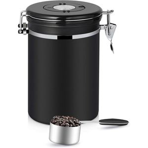 Modern Airtight Food Storage Coffee Bean Tea Canister with Mirror Finish Stainless Steel Flip Top Lid and Date Tracker - Product Image 1