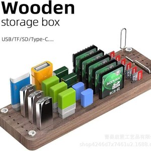 Caja de almacenamiento de madera para tarjetas USB Tf Sd tipo C, organizador de escritorio, Material de bambú duradero - Product Image 4