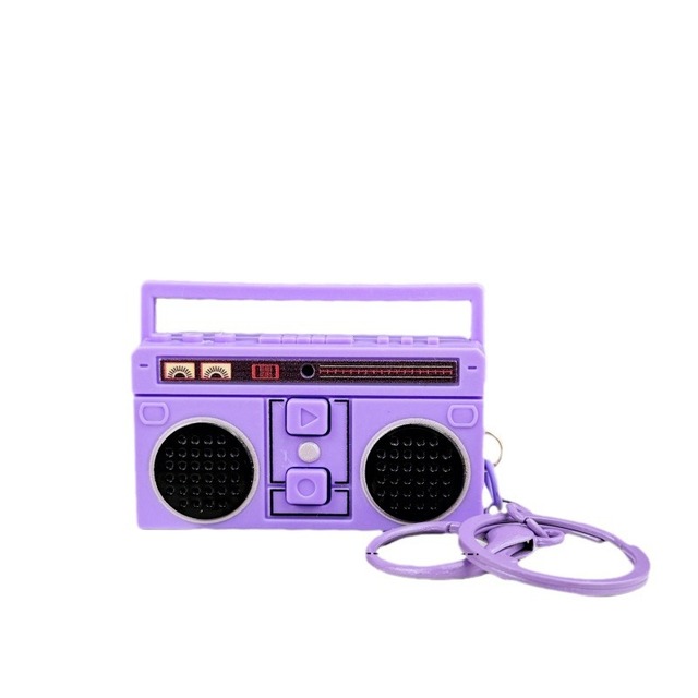 Wholesale Fun Pendant Ornament Speaker Bag Gift Nostalgic Vintage Mini Retro Classical Plastic Radio Recorder Keychain