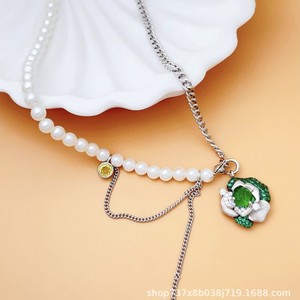 Haut de gamme plaqué or S925 argent <span class=keywords><strong>Rose</strong></span> fleur créatif Design cubain motif géométrique Zircon clavicule chaîne collier à la mode - Product Image 4