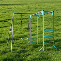 Ensemble de balançoires en métal d'extérieur avec barres de grimpe et échelle d'escalade pour enfants, pour aire de jeux dans la cour