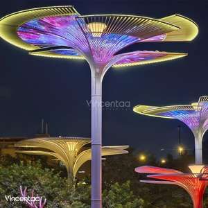 Современная скульптура Vincentaa под заказ, светодиодная скульптура, металлическая скульптура из листьев лотоса, большие наружные скульптуры - Product Image 5