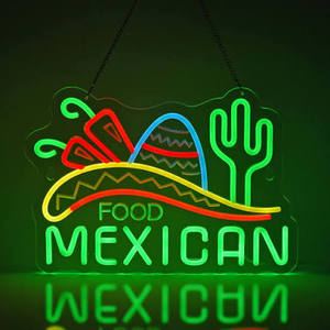 Lampu LED Neon Kustom Bentuk Makanan Meksiko Kaktus, Dekorasi Dinding Restoran Taco, Papan Akrilik Terang dengan Lampu Belakang - Product Image 3
