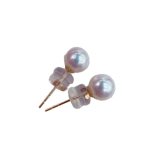 Pendientes de Perlas Akoya Certificadas, Plateados, de 5-6 mm, Perlas Nucleares de Agua Dulce, Luz Fuerte, Blanco Transparente, Rosa Clásico - Product Image 1