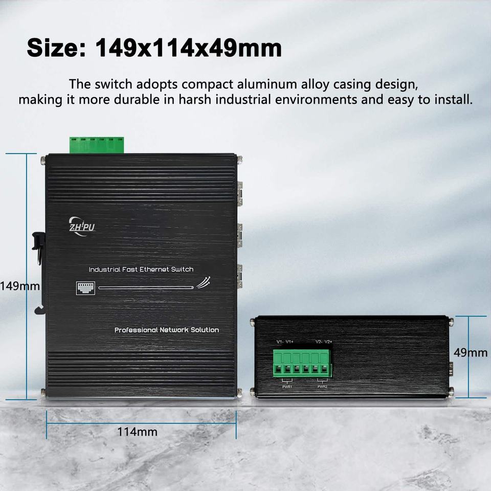 Fast Ethernet Fiber Extension Industrial Switch Supports up to 20km Over Single/Multi-mode Fiber 6+3 Ports Supports SC/FC/ST/SFP
