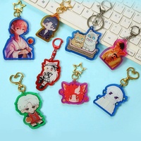 Porte-clés personnalisé pas cher en acrylique souple et léger avec paillettes holographiques, design anime sur mesure