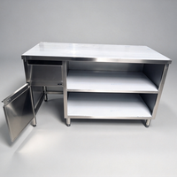 Table de préparation commerciale en acier inoxydable avec tiroir et armoire de rangement, dimensions personnalisées pour boulangerie, café, cuisine de restauration rapide