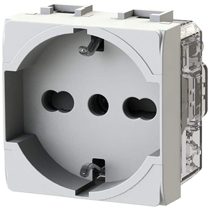 4Box Enchufe de Pared Schuko P40 230V CA de Plástico con Salida Única y Conexión a Tierra Estándar, Compatible con Bticino Matix, Blanco - Product Image 1