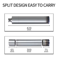 Foret diamanté à trois corps LAANCI, longueur totale 420 mm, filetage M22 1 1/4UNC T32, extensible 25-500 mm, soudé au laser pour le perçage
