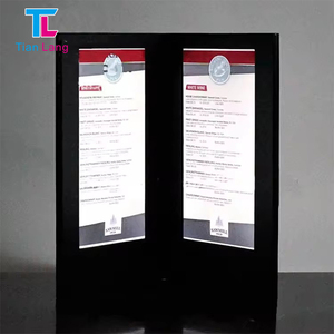 Cubierta de cuero de PU personalizada con LED iluminado para menú de restaurante tarjetas de menú LED recargables - Product Image 1