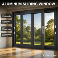 Ventanas Corredizas de Aluminio, Tamaños Personalizados, Diseño Horizontal, Ventana Corrediza de Aleación de Aluminio, Acabado Duradero con Recubrimiento en Polvo para Hogares