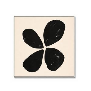 Peinture florale minimaliste noire neutre, peinture à l'huile peinte à la main sur toile texturée, grande œuvre d'art esthétique, décoration murale - Product Image 2