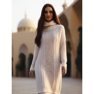 Vestido Abaya de Punto Personalizado al por Mayor, Recto, Largo hasta el Suelo, de Poliéster/Algodón para Mujer, Servicio OEM - Product Image 1