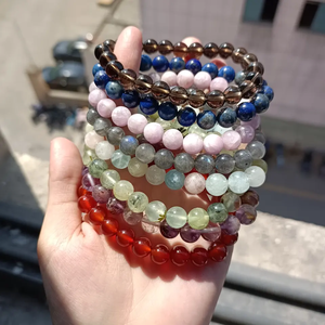 สร้อยข้อมือลูกปัดคริสตัลสำหรับผู้หญิงสร้อยข้อมือลูกปัดหินควอตซ์แท้รักษาโชคดี4/6/8/10มม. มีค่า - Product Image 6