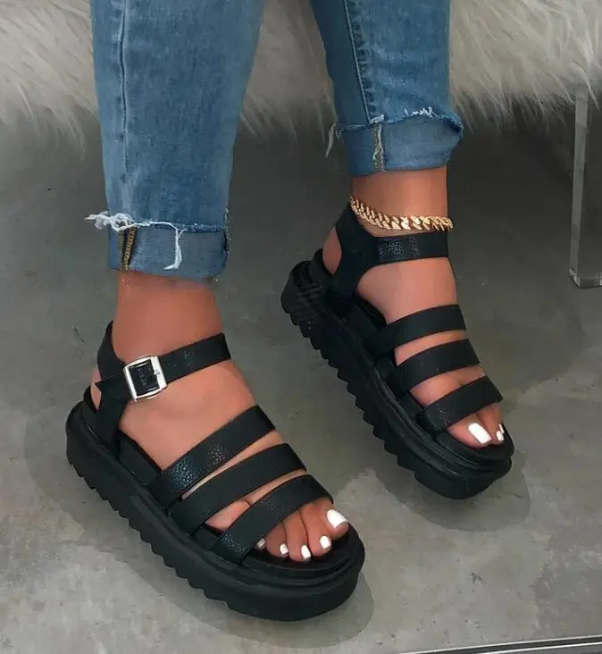 2020 패션 여성 신발 플랫폼 샌들 여름 캐주얼 플랫 슬리퍼