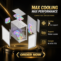 Boîtier d'ordinateur de jeu M-ATX blanc TDD1501, châssis de tour moyen avec panneau latéral en verre trempé, refroidissement par ventilateur RGB