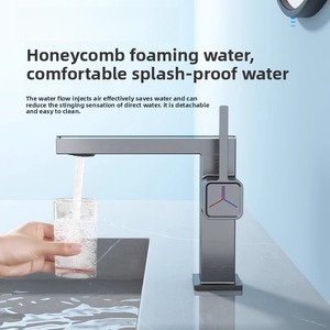 Thiết Kế Hiện Đại Hiển Thị Kỹ Thuật Số Brass Lưu Vực Vòi Nước Thông Minh Nóng Lạnh Hộ Gia Đình Chậu Rửa Sàn Núi Cho Phòng Tắm Nhà Chậu Rửa - Product Image 4