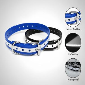 สายรัดคอสุนัขแบบสะท้อนแสง HRRVEE TPU ขนาด 3/4 นิ้ว สีน้ำเงิน-ดำ สำหรับปลอกคอฝึกสัตว์เลี้ยงแบบไร้สายและควบคุมการเห่า - Product Image 5