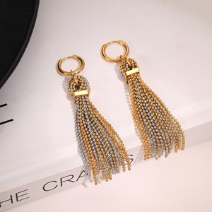 Pendientes YF8066 con Flecos de Cuentas, Estilo Exagerado, Chapados en Oro de 18k, de Acero Inoxidable Impermeable, para Fiesta - Product Image 4