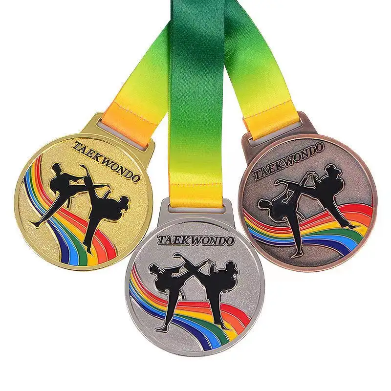 Metall Emaille Custom Design Ihr eigenes Logo Turnier Sport Award Taekwondo Karate Muay Thai Medaille