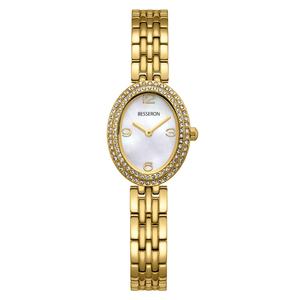 Montre de luxe personnalisée Besseron, montre à quartz en acier inoxydable, boîtier ovale miniature avec lunette en pierre, montres pour femmes tendance - Product Image 1