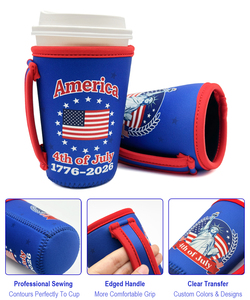 Funda reutilizable para taza, Koozy personalizado con logo, para el 4 <span class=keywords><strong>de</strong></span> julio, para portavasos, para café helado, Koozy en blanco - Product Image 3
