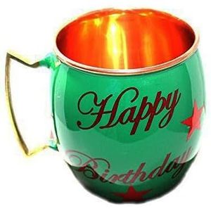PARIJAT HANDICRAFT Green Ceramic Moscow Mule <b>Mugs</b> Smooth Finish Copper <b>Reusable</b> with Handle Special Design - Product Image 5