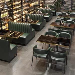 Juego de Mesa y Sofá de Dos Plazas Estilo Vintage Industrial de PU Personalizado al por Mayor para Restaurante, Cafetería, Hotel, Hospital - Product Image 3
