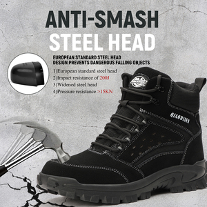 Chaussures de sécurité montantes pour hommes avec embout en acier pour chantier, anti-perforation, anti-écrasement, antidérapantes - Product Image 6