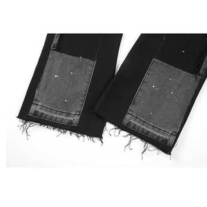 Pantalones Acampanados de Hombre con Borde de Corte Único y Contraste de Color, Estilo Salpicado de Pintura, Hechos a Medida, Venta al por Mayor Directa de Fábrica - Product Image 4