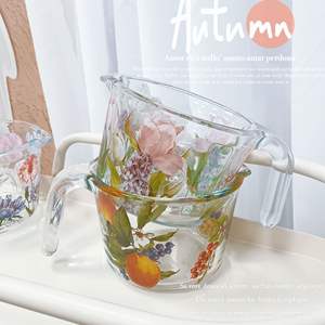 Mug à lait élégant et moderne en verre borosilicate à motif floral, qualité alimentaire, compatible lave-vaisselle et micro-ondes, pour la cuisson et le service - Product Image 5