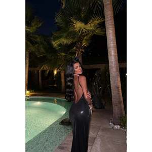 Robe de soirée noire Madelyn à taille empire, brillante, longue, fendue, style fourreau, avec sequins et perles, taille XL, pour le bal de promo - Product Image 2