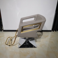 Nouveau produit Chaises de barbier en cuir gris Sulin avec tabouret doré pour salon