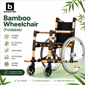 Silla de Ruedas Plegable de Bambú, Duradera, Sostenible, Ligera, Manual, para Hospital, Ancianos, Discapacitados, Impermeable, Ajustable en Altura - Product Image 2