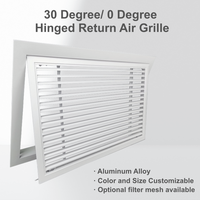 Grille d'aération encastrée pour système CVC, grille de retour d'air à charnières avec filtre pour la rénovation intérieure d'hôtels haut de gamme