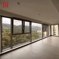 Ventanas abatibles de aluminio de vidrio ultra doble de la serie MINIMALISMO de la mejor marca Venta caliente Cortina de persiana Puerta de techo de piso de aluminio